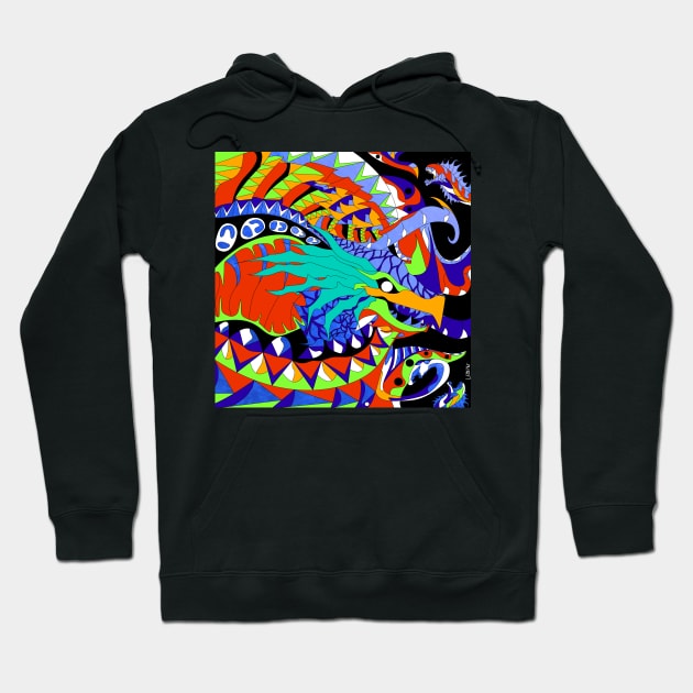 monster kaiju kraken in madness zentangle in the deep ocean art Hoodie by jorge_lebeau